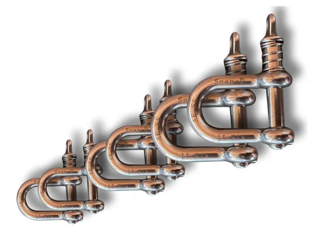 Snap-D stainless D shackle with captive pin